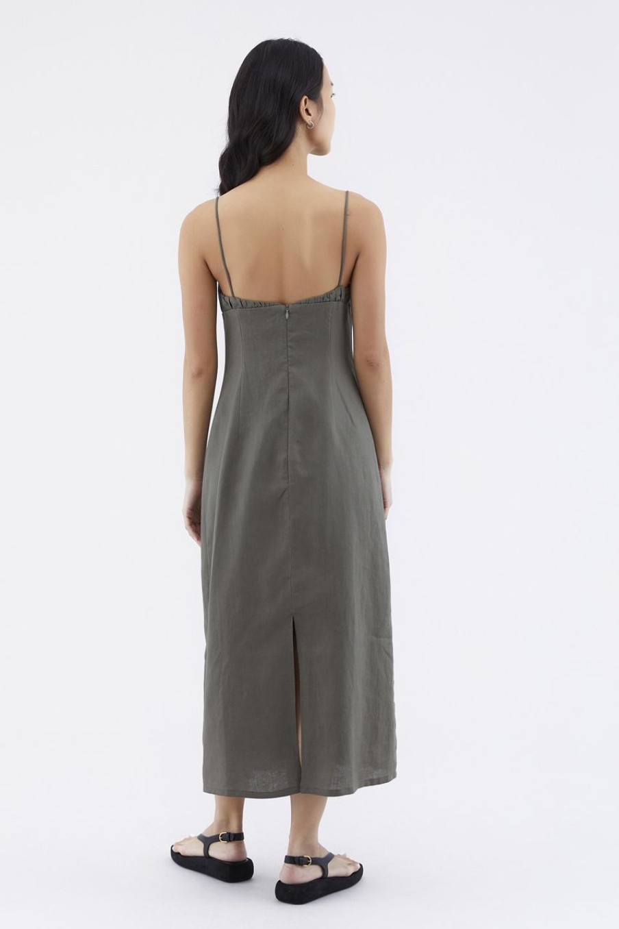 Women The Editor's Market Dresses | Gwenette Linen Bustier Dress Umber