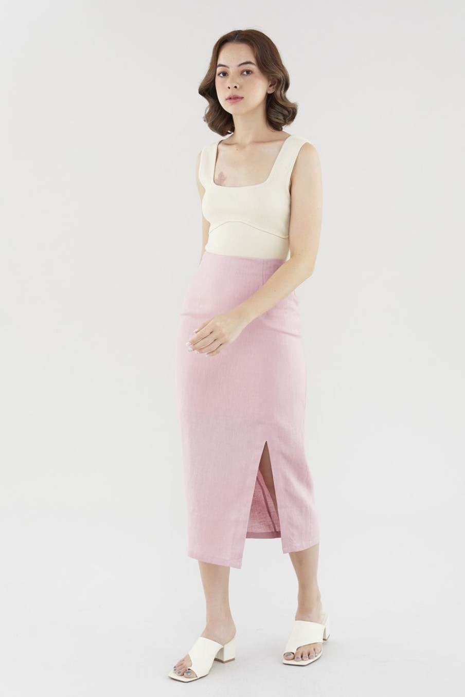 Women The Editor's Market Skirts | Elisia Linen Slip Skirt Carnation