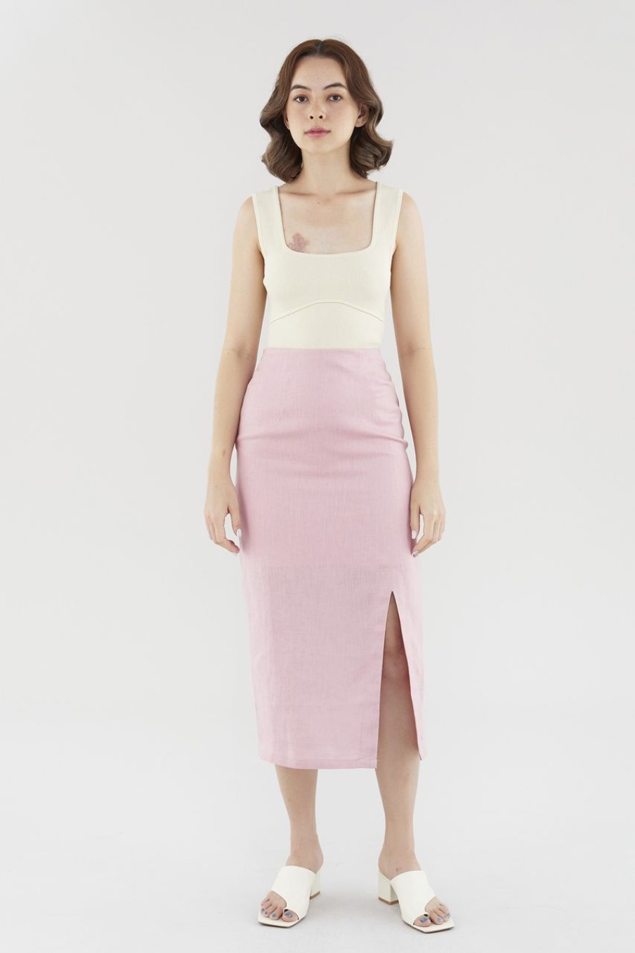 Women The Editor's Market Skirts | Elisia Linen Slip Skirt Carnation