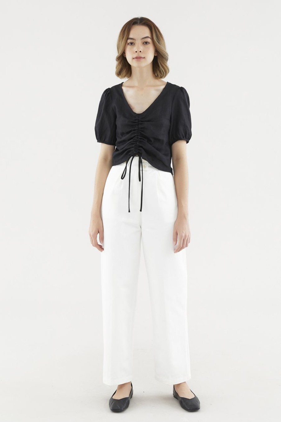 Women Palette Pants | Carter Front-Fold Pants White