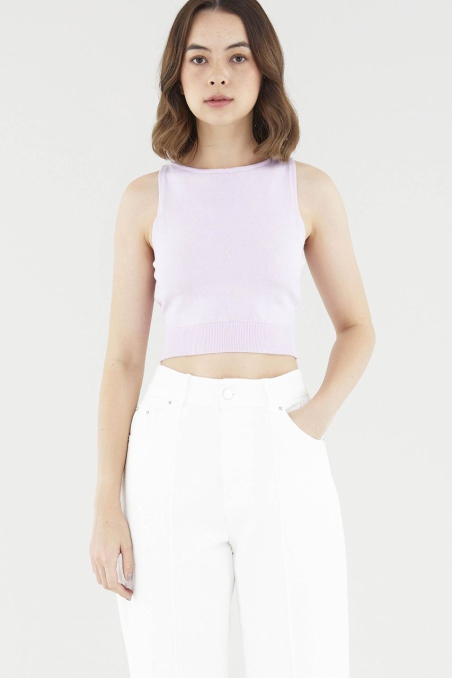 Women The Editor's Market Tops | Stella Knit Crop Top Lilac