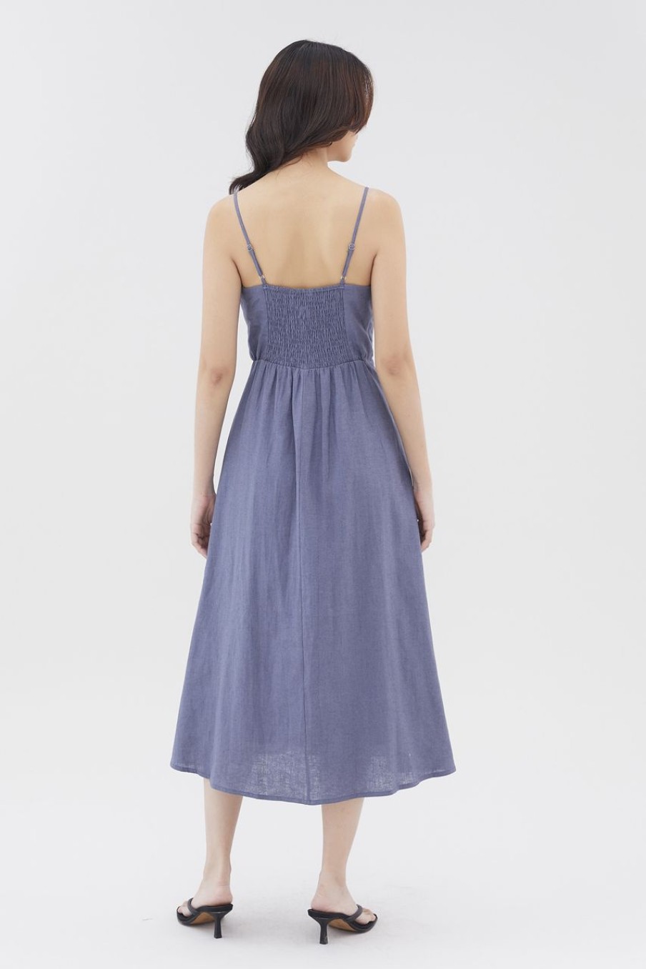 Women The Editor's Market Dresses | Harper Linen Swing Dress Heron