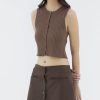 Women The Editor's Market Tops | Hosan Button-Down Knit Tank Umber