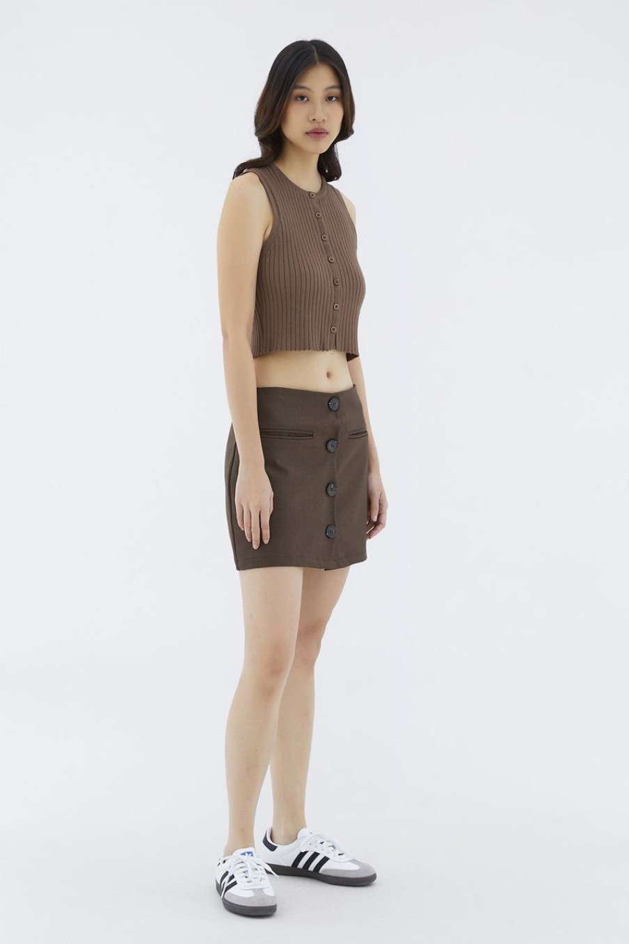 Women The Editor's Market Tops | Hosan Button-Down Knit Tank Umber