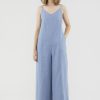 Women The Editor's Market Jumpsuits | Thelma Linen V-Neck Jumpsuit Steel Blue