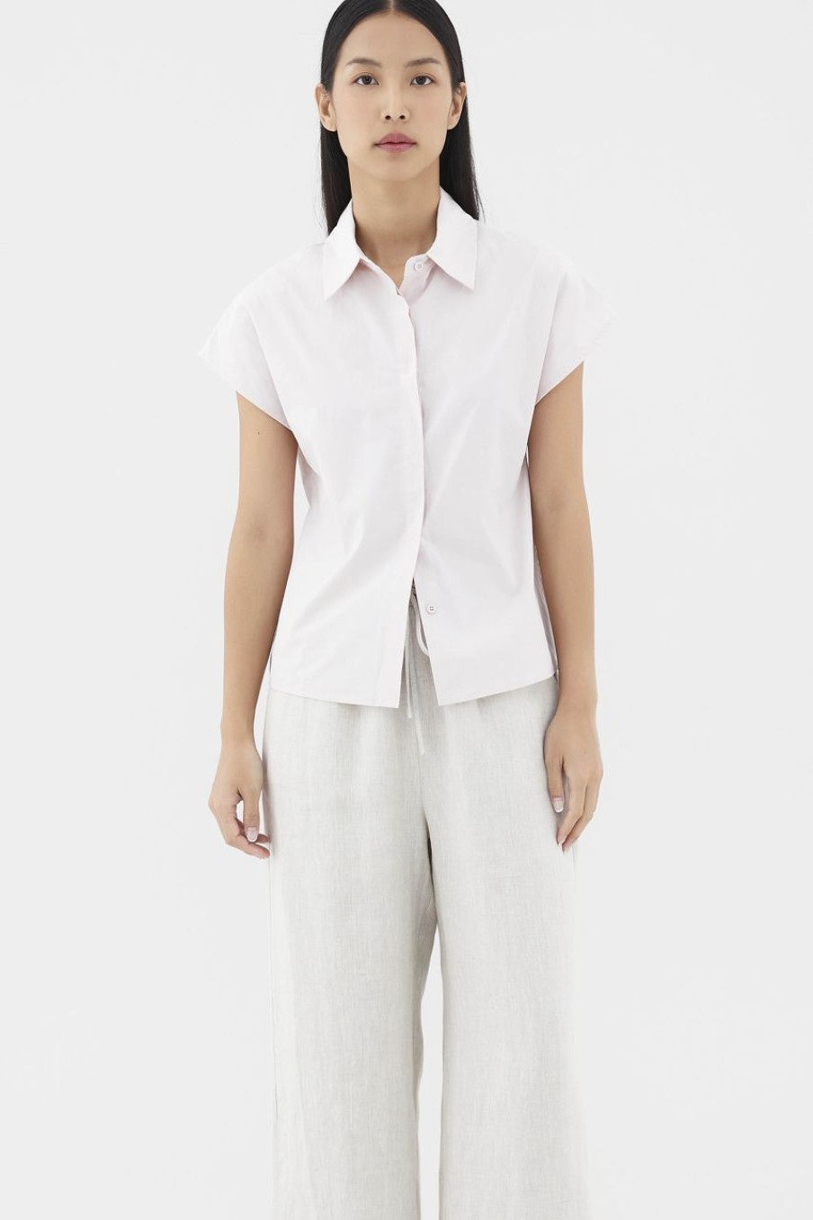 Women The Editor's Market Tops | Nomi Boxy Shirt Primrose Pink