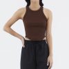 Women The Editor's Market Tops | Merda Curve Hem Tank Cocoa