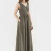 Women The Editor's Market Dresses | Taria Open-Back Dress Moss Green