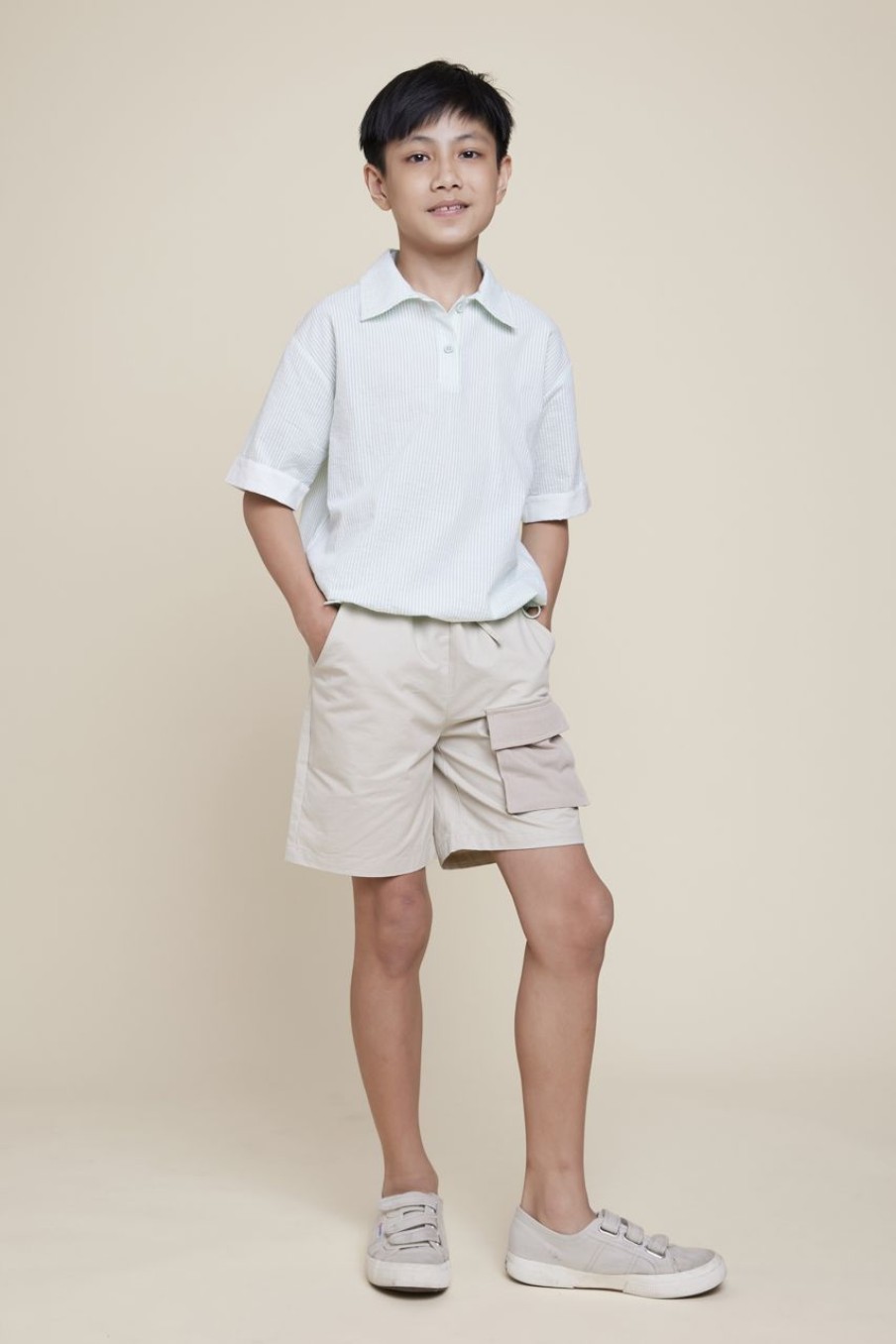 Kids Evryday Studios | Contrast Cargo Shorts Grey Taupe