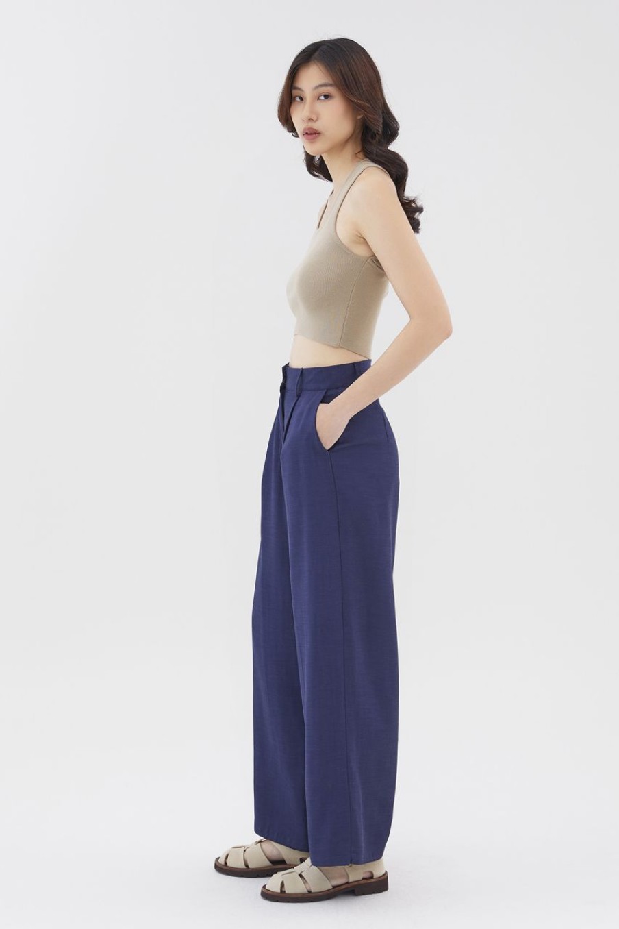 Women The Editor's Market Pants | Zeffy Wide-Leg Pants Navy