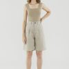 Women The Editor's Market Shorts | Yamina Linen Longline Shorts Taupe