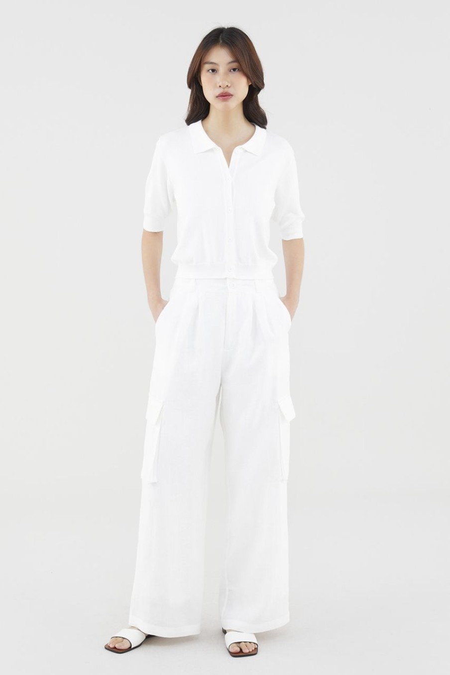 Women The Editor's Market Pants | Marcelyn Linen Utility Pants White