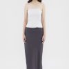 Women The Editor's Market Skirts | Haremi Linen Low-Rise Slip Skirt Liquorice