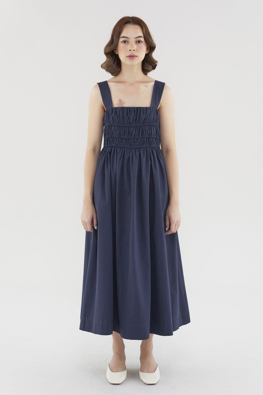 Women The Editor's Market Dresses | Stefani Ruched Dress Navy Blue