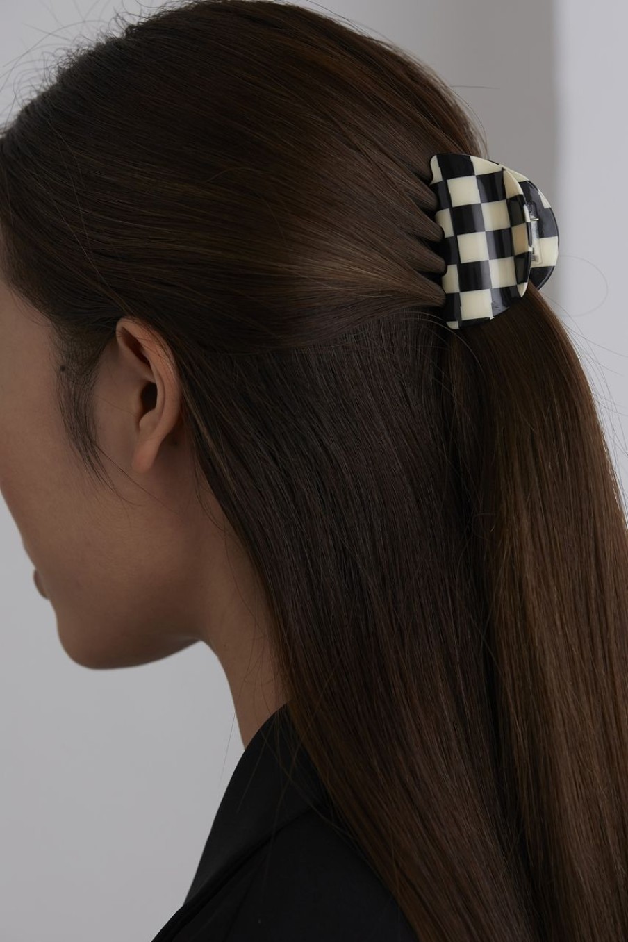 Women Afterall Hair Accessories | Abrielle Hair Claw Ivory/Black Checks