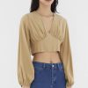 Women The Editor's Market Tops | Elloise V-Neck Blouse Biscuit