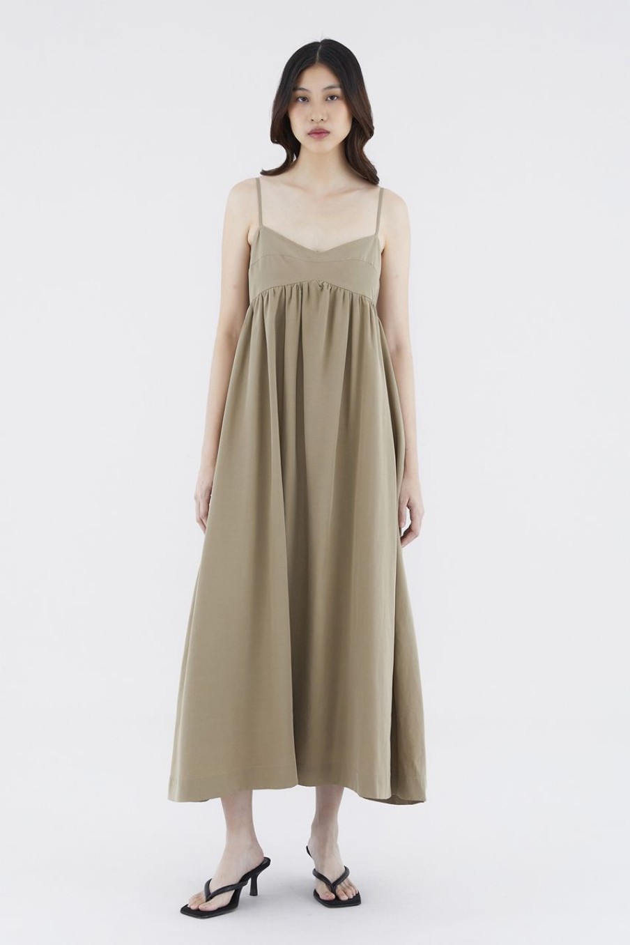 Women The Editor's Market Dresses | Balga Empire Maxi Dress Khaki