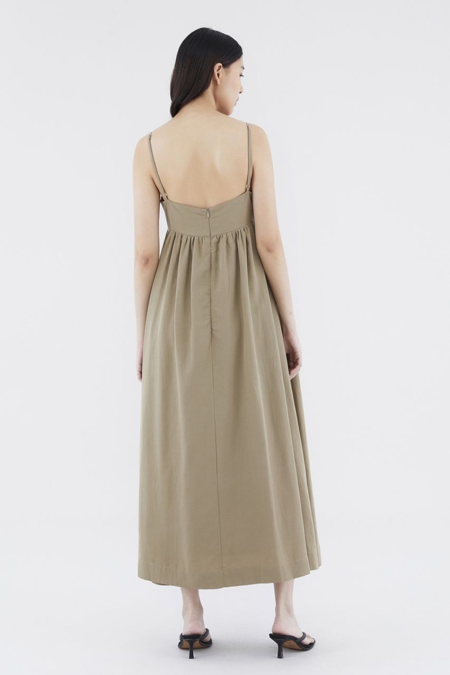 Women The Editor's Market Dresses | Balga Empire Maxi Dress Khaki