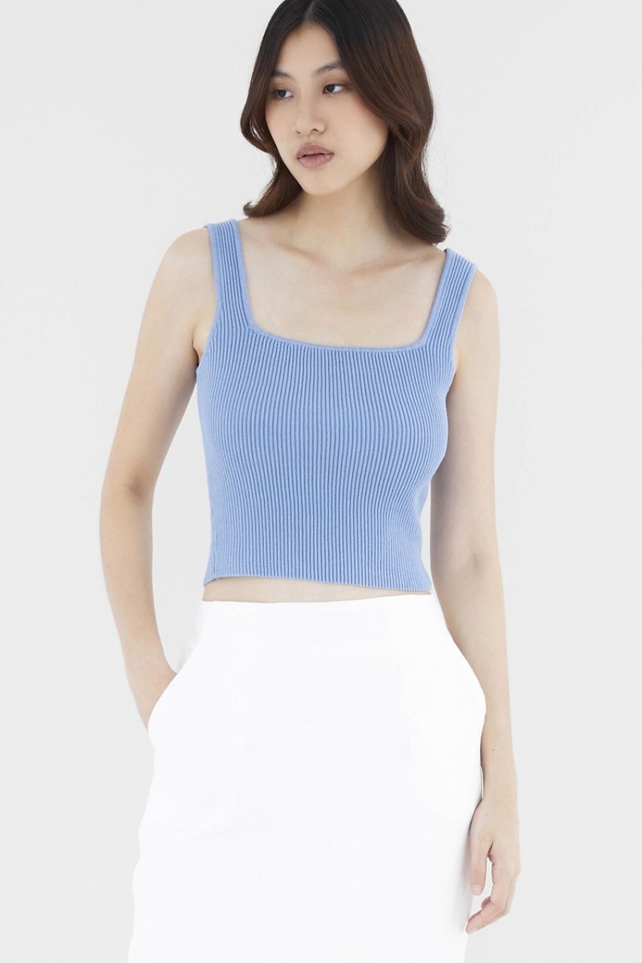 Women The Editor's Market Tops | Skylene Square Neck Tank Cornflower