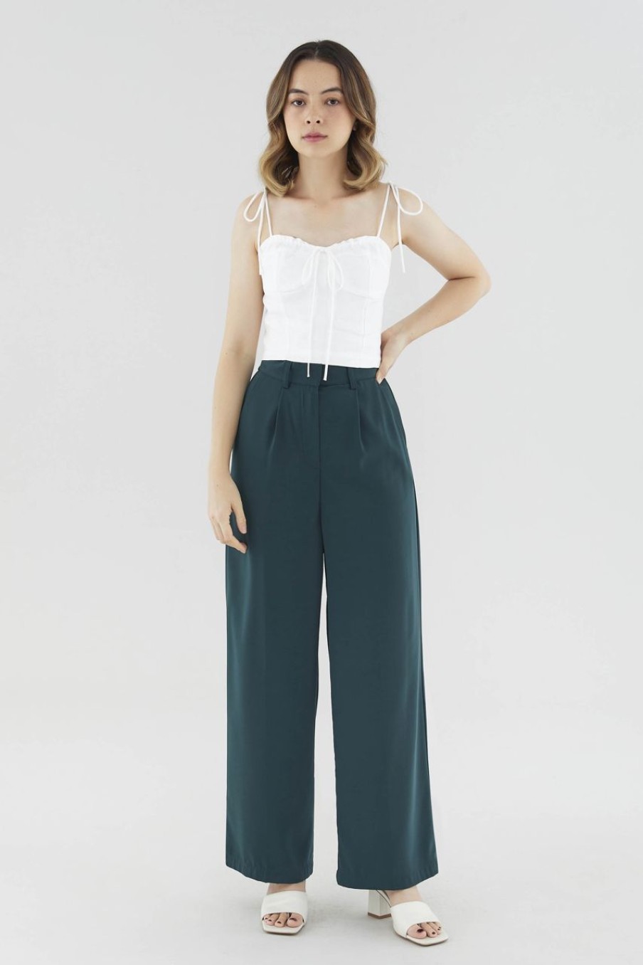 Women Palette Pants | Elicia Wide-Leg Pants Emerald