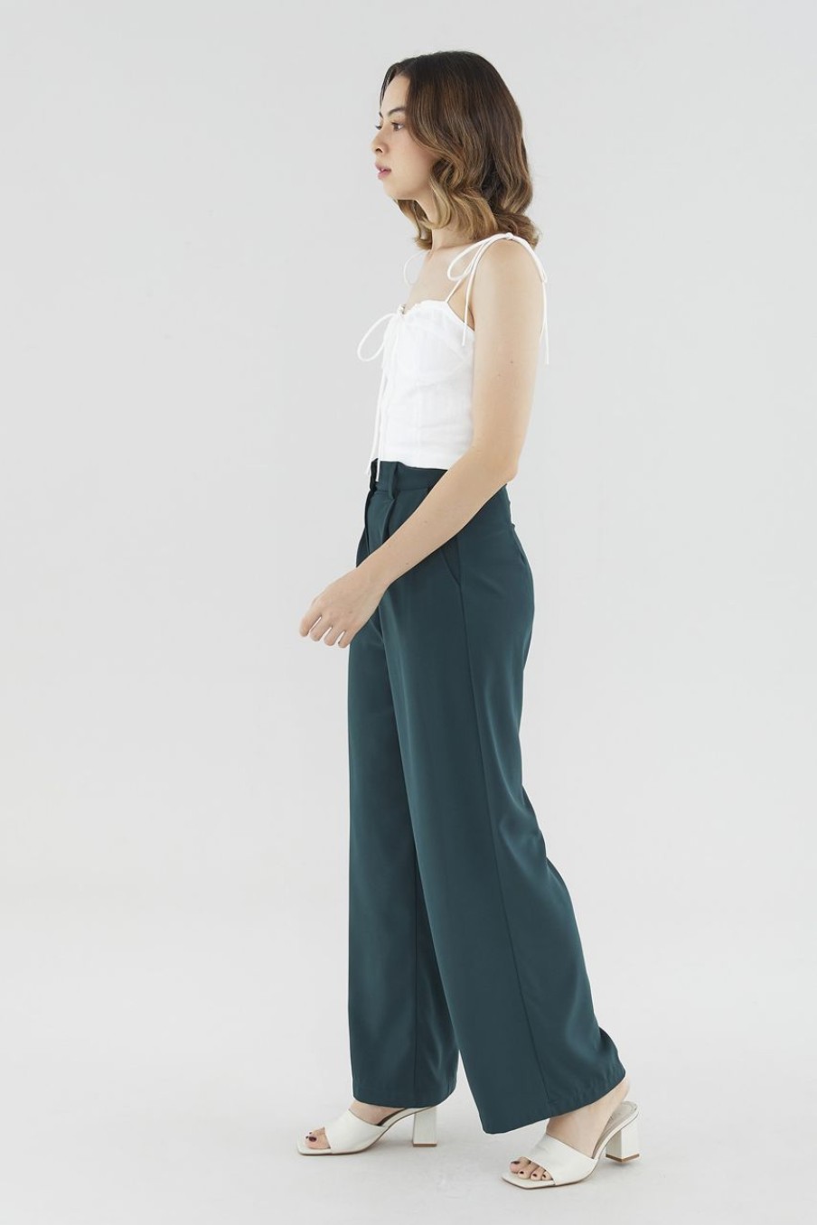 Women Palette Pants | Elicia Wide-Leg Pants Emerald