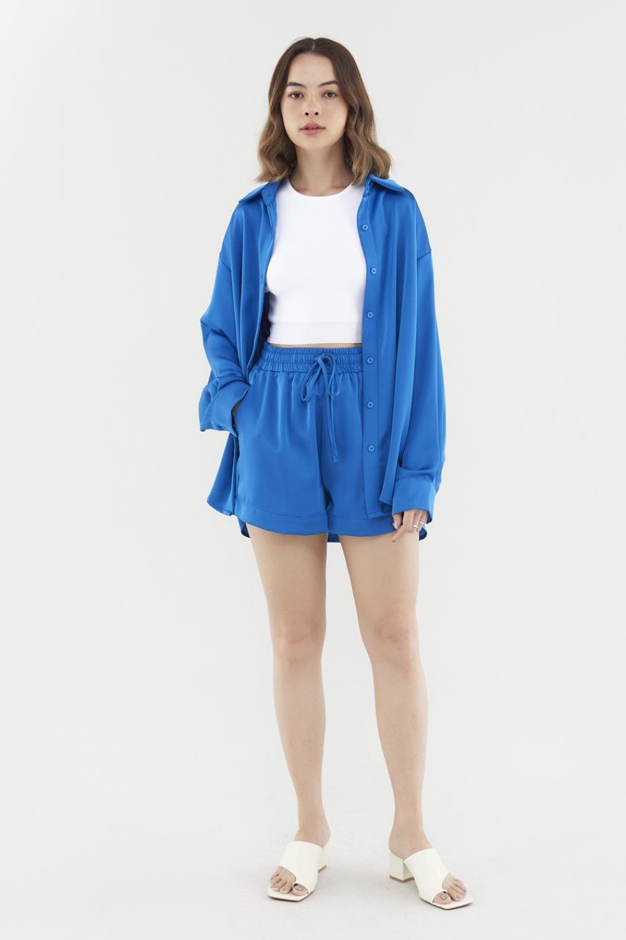 Women The Editor's Market Shorts | Georgina Relaxed Shorts True Blue