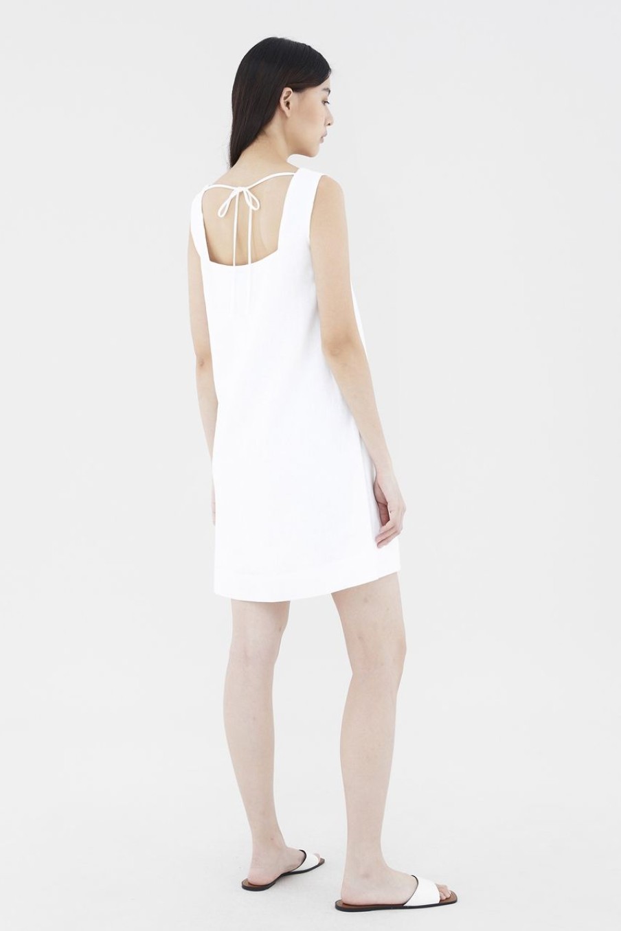 Women The Editor's Market Dresses | Kasey Linen Shift Short Dress White