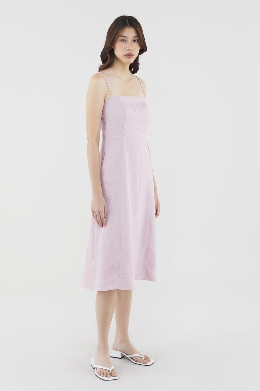 Women The Editor's Market Dresses | Penelope Linen Back-Tie Dress Dusty Pink