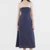 Women The Editor's Market Dresses | Alexis Linen Empire Tube Dress Navy