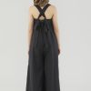 Women The Editor's Market Jumpsuits | Dorene Linen Tie-Back Jumpsuit Black