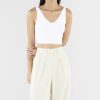 Women The Editor's Market Tops | Felice V-Neck Crop Tank White