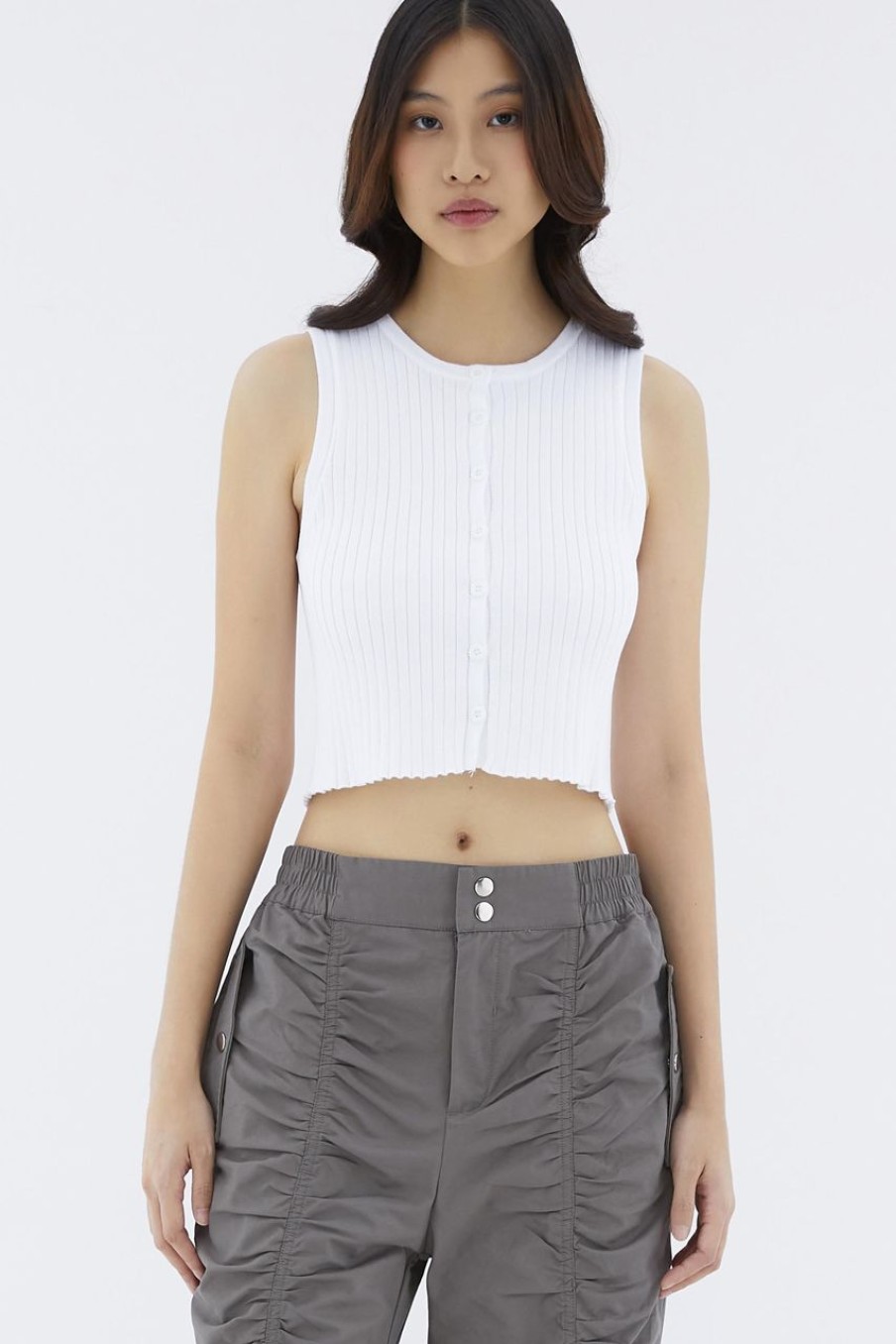 Women The Editor's Market Tops | Hosan Button-Down Knit Tank Optic White