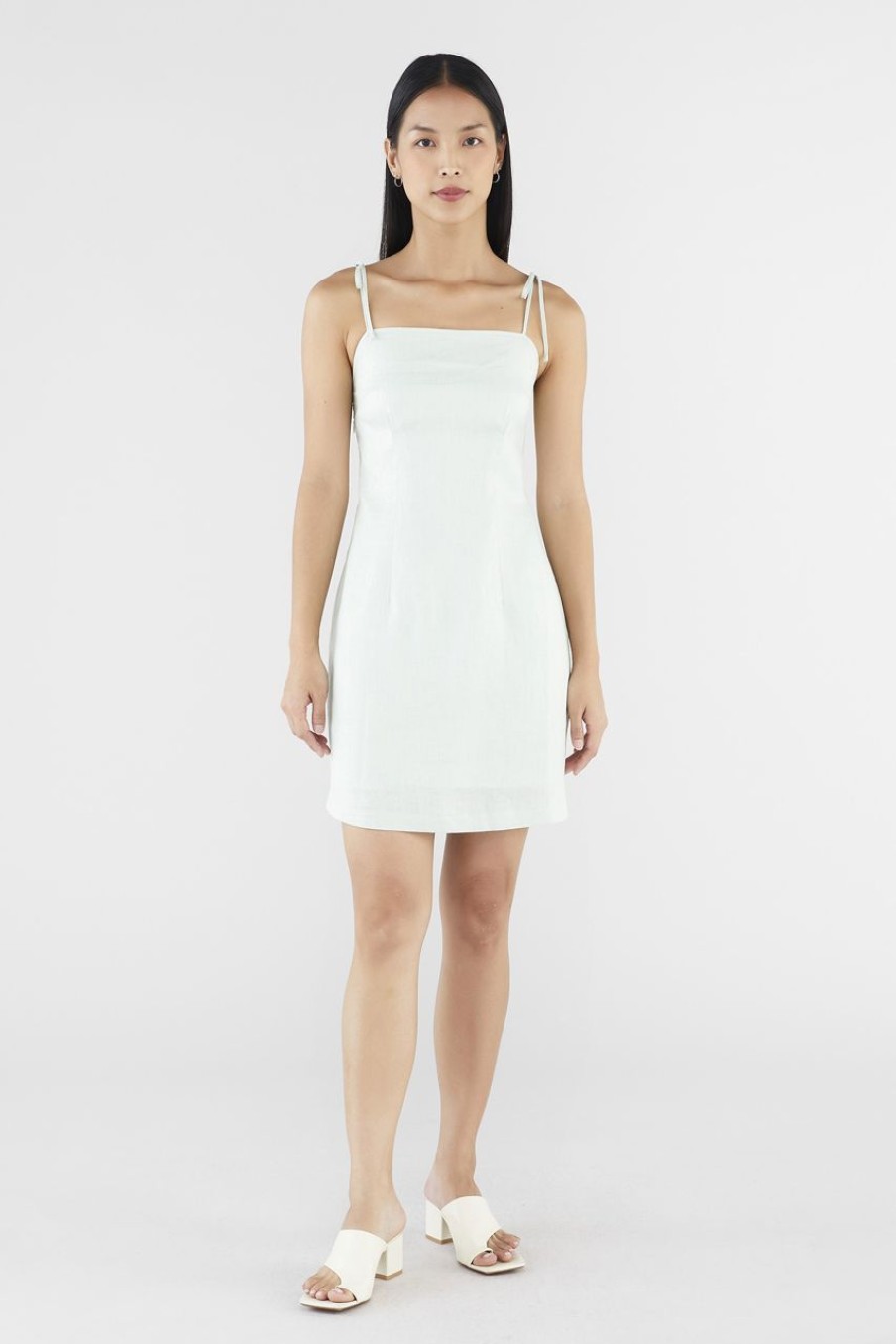 Women The Editor's Market Dresses | Farsa Linen Tie-Strap Dress Tea