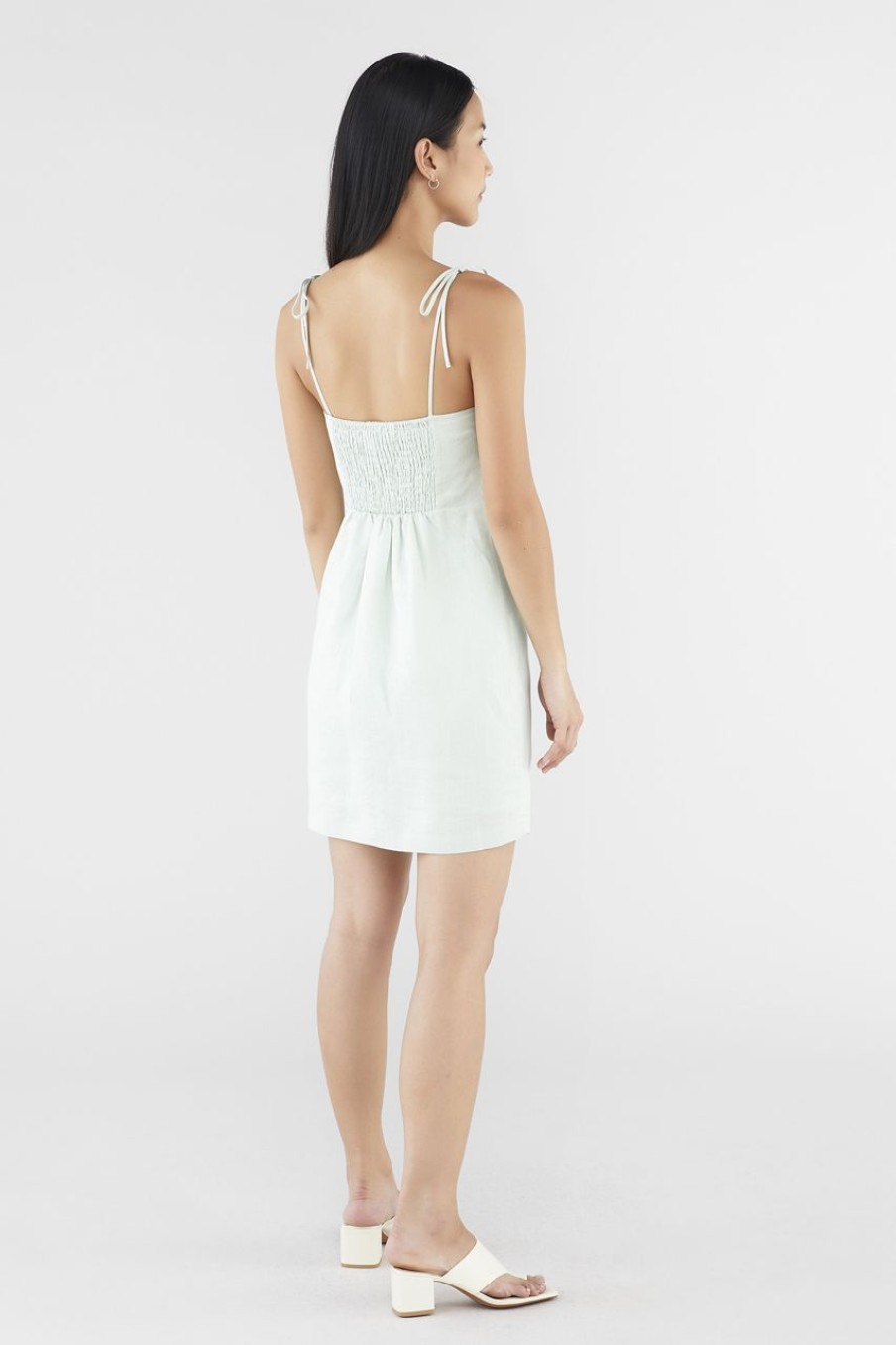 Women The Editor's Market Dresses | Farsa Linen Tie-Strap Dress Tea