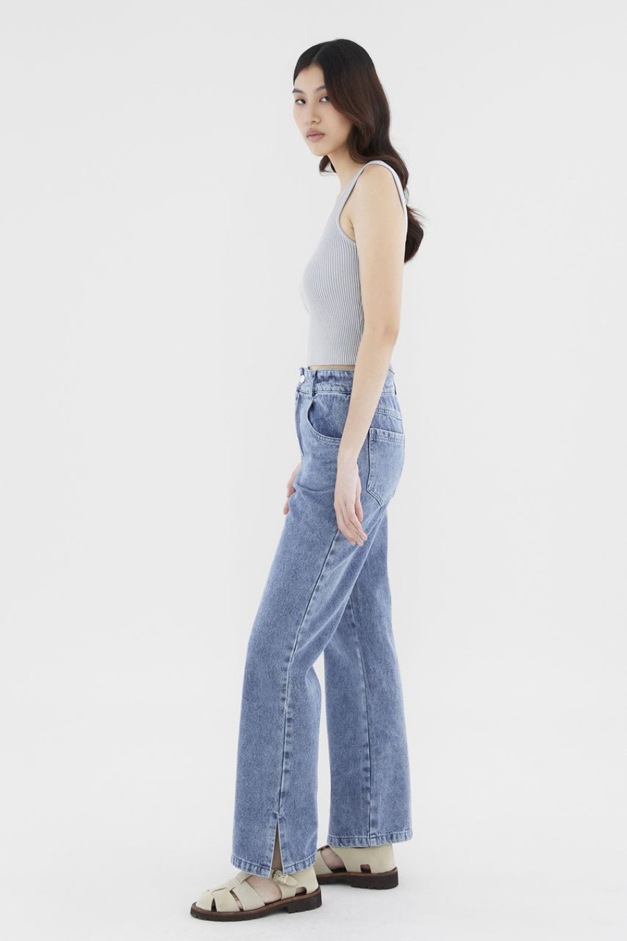 Women The Editor's Market Jeans | Sylvan High-Rise Flare Denim Jeans Slight Washed Blue