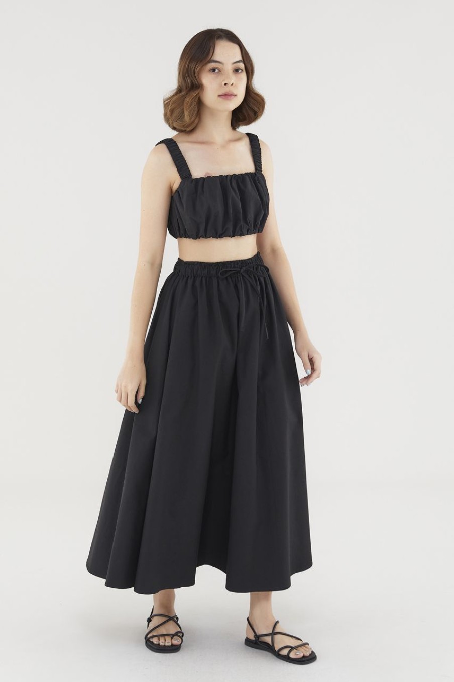 Women The Editor's Market Tops | Willow Bubble Crop Top Black