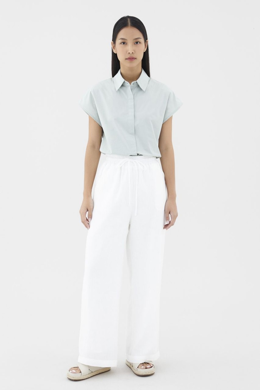 Women The Editor's Market Pants | Belena Linen Drawstring Pants White