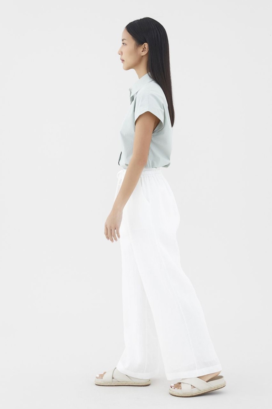 Women The Editor's Market Pants | Belena Linen Drawstring Pants White