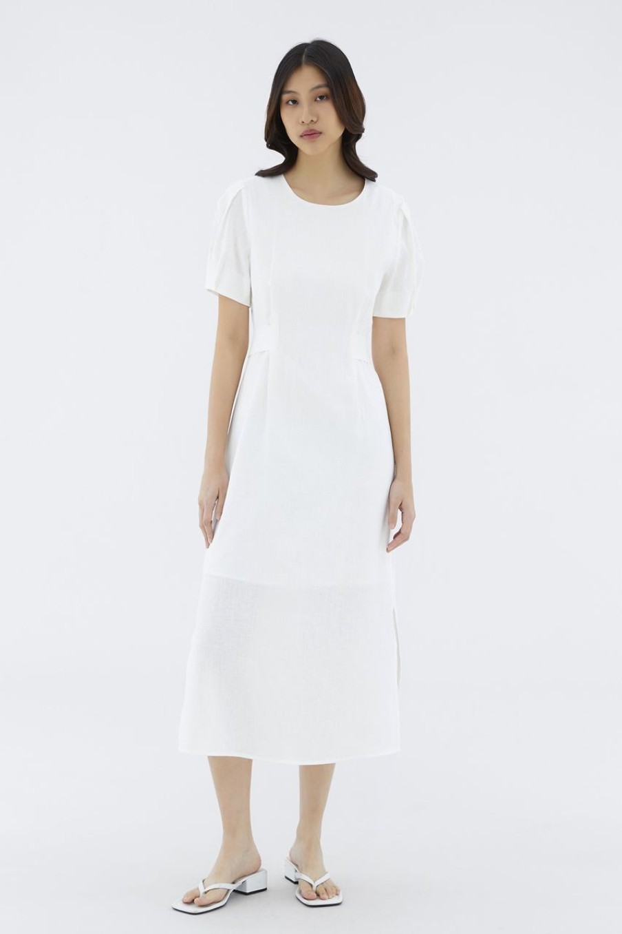 Women The Editor's Market Dresses | Nately Linen Strap-Tie Dress White