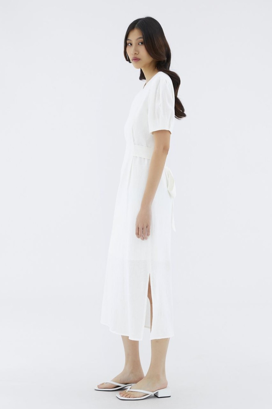 Women The Editor's Market Dresses | Nately Linen Strap-Tie Dress White