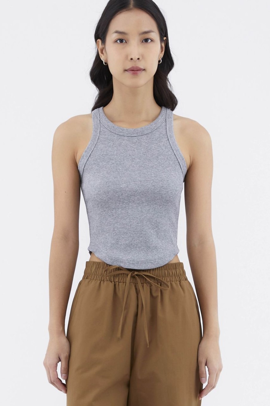 Women The Editor's Market Tops | Merda Curve Hem Tank Pebble