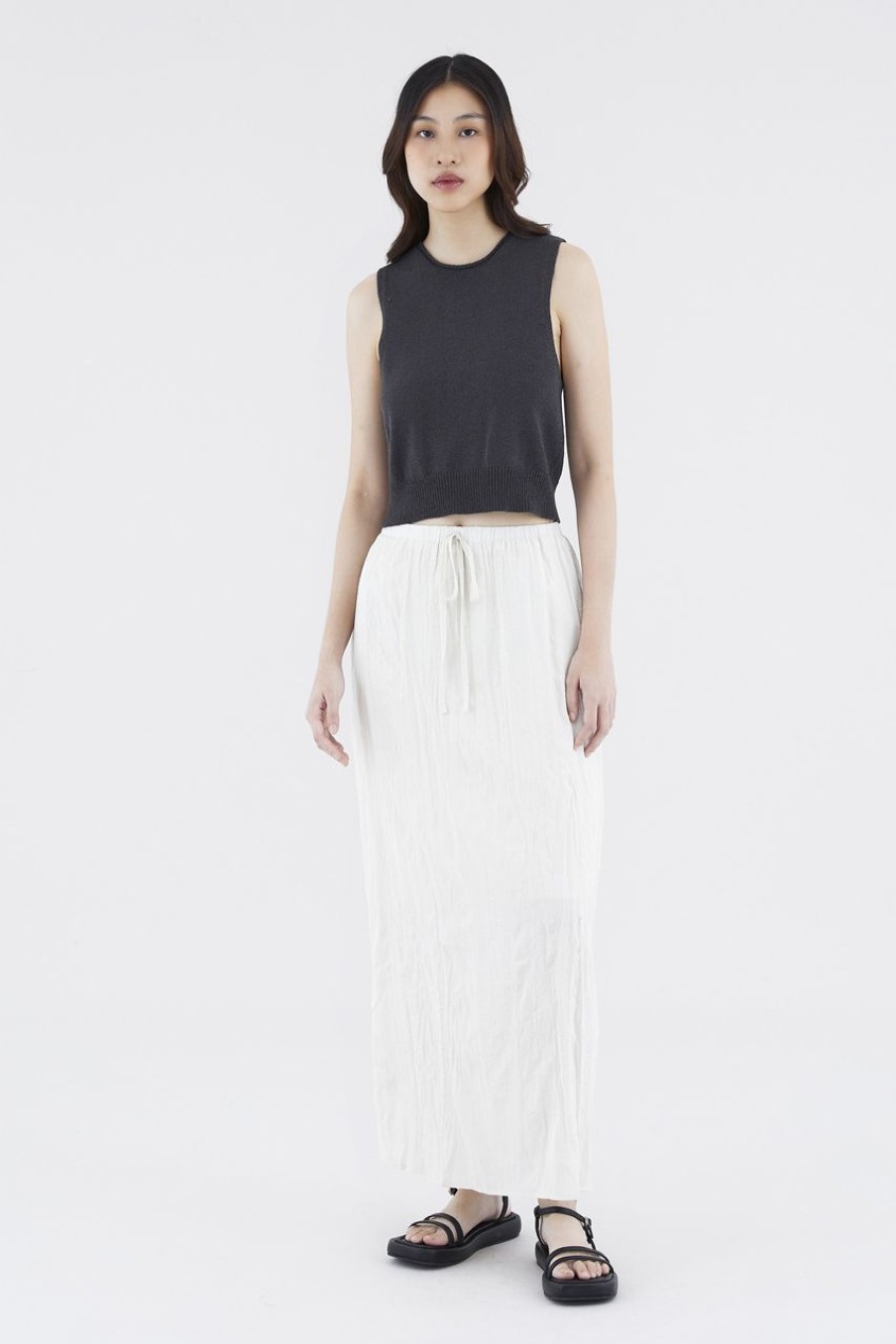 Women The Editor's Market Skirts | Synvere Drawstring Straight Skirt Ecru