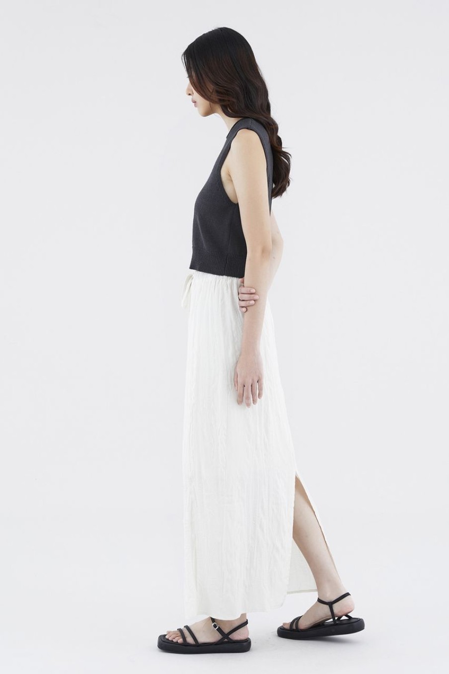 Women The Editor's Market Skirts | Synvere Drawstring Straight Skirt Ecru