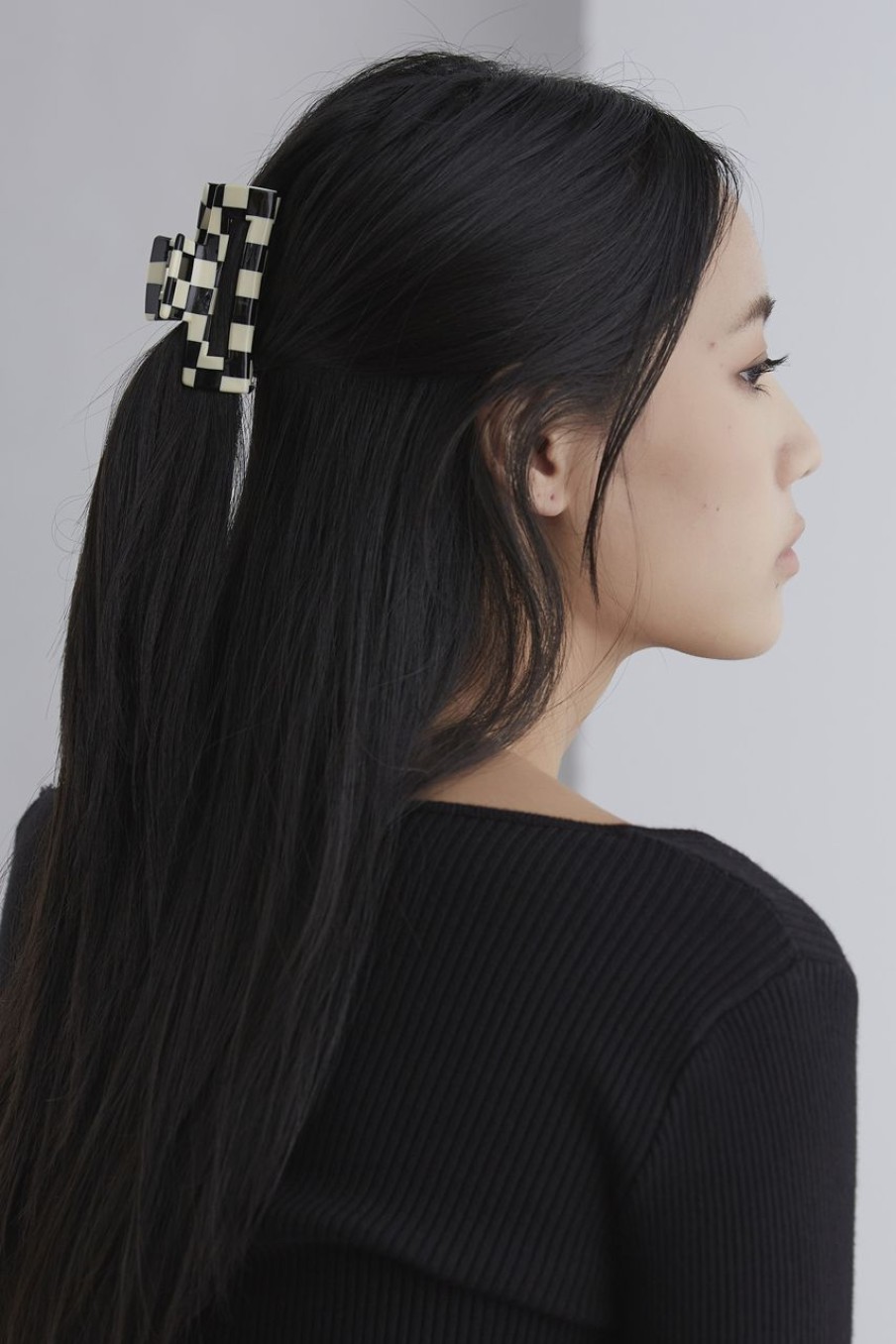 Women Afterall Hair Accessories | Quinn Hair Claw Ivory/Black Checks