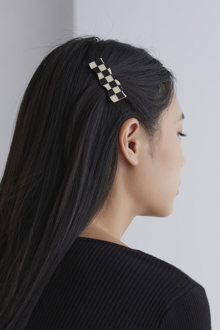 Women Afterall Hair Accessories | Jules Hair Clip Ivory/Black Checks