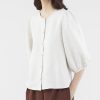 Women The Editor's Market Tops | Tessa Linen Button-Down Blouse Sand