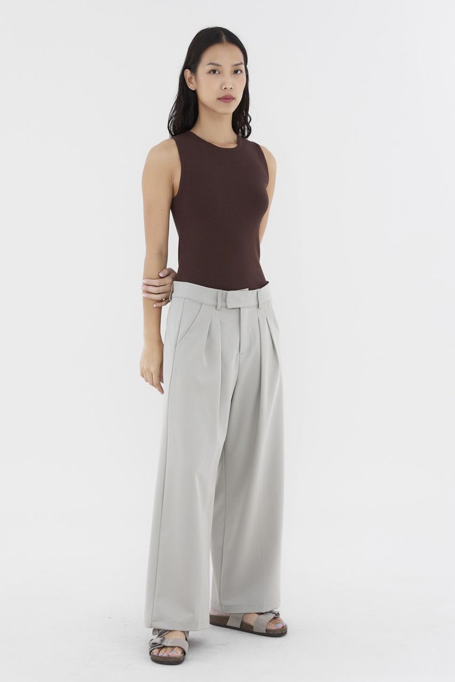 Women The Editor's Market Pants | Juralle Low-Rise Tailored Pants Concrete