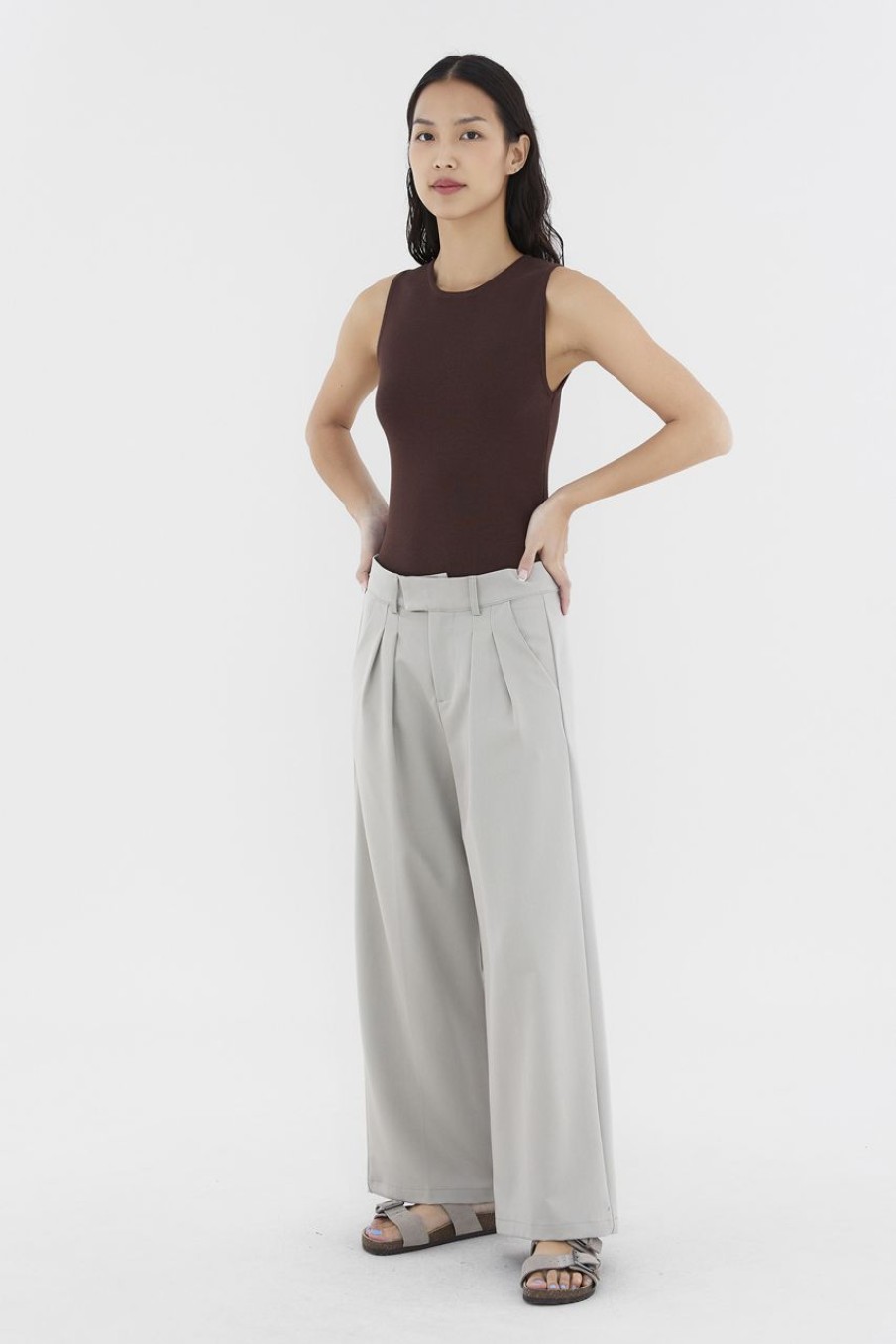 Women The Editor's Market Pants | Juralle Low-Rise Tailored Pants Concrete