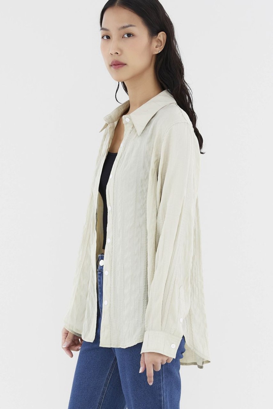 Women The Editor's Market Tops | Mikelle Relaxed Shirt Parchment