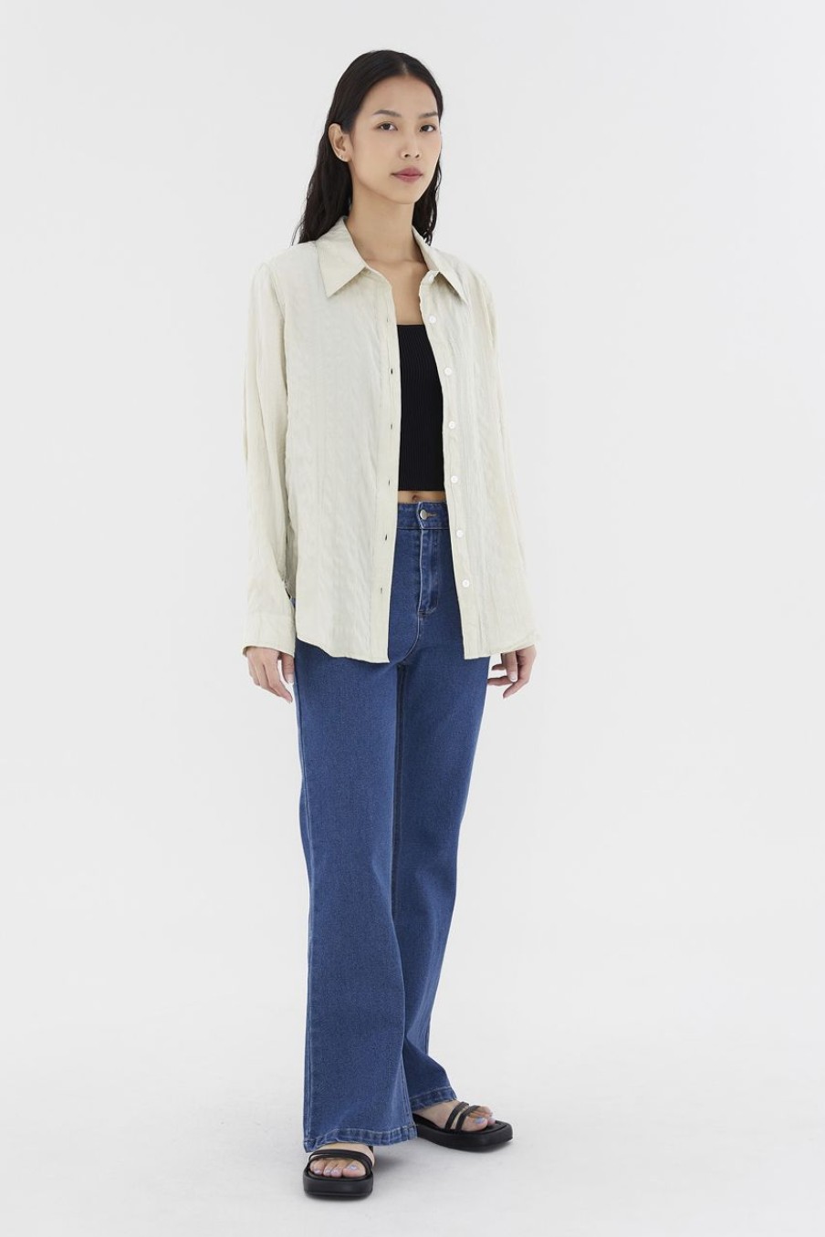 Women The Editor's Market Tops | Mikelle Relaxed Shirt Parchment